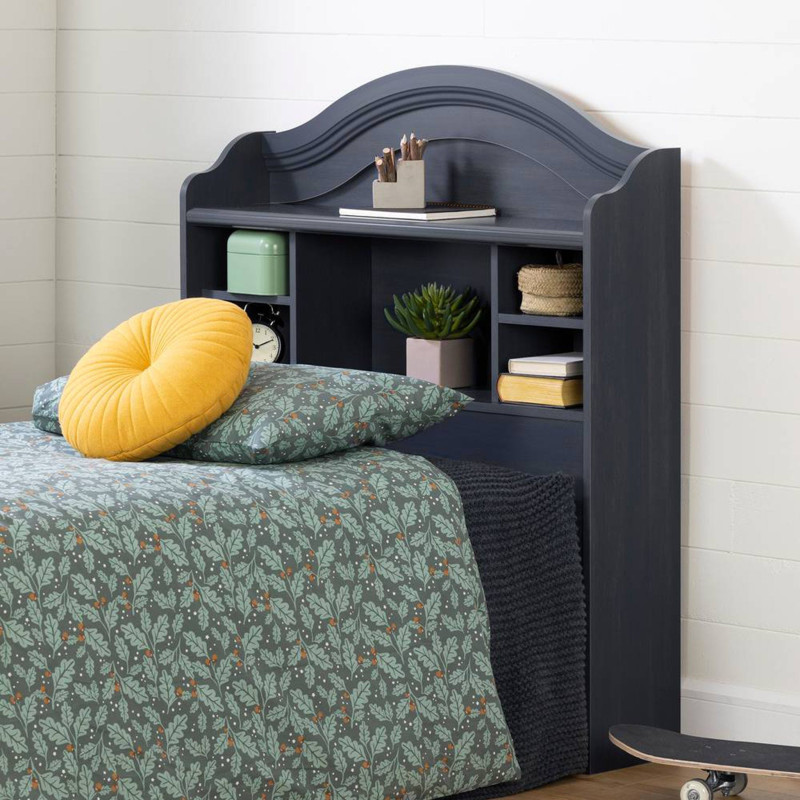 Summer Breeze Single Headboard with Bookcase - Blueberry