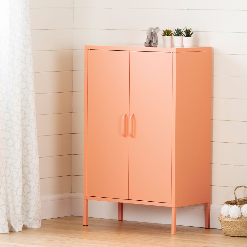 Crea Storage Unit with 2 Metal Doors - Pale Orange