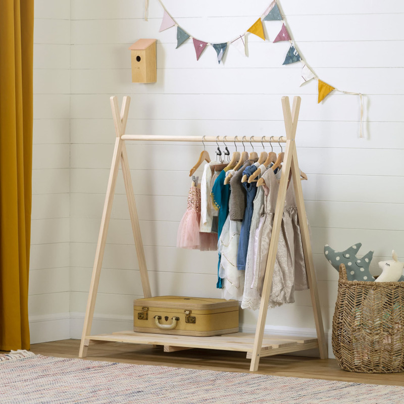 Scandinavian Open Wardrobe for Children Sweedi - Natural Pine