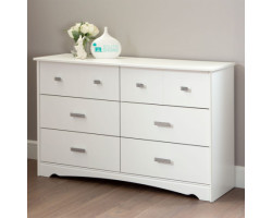 Tiara 6-Drawer Double Dresser - Solid White