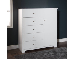 Vito Dresser with Door and 5 Drawers - Solid White