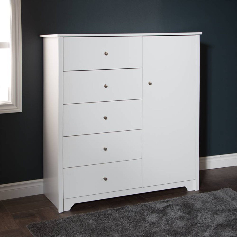 Vito Dresser with Door and 5 Drawers - Solid White