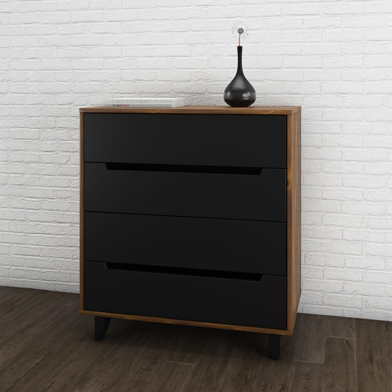 Nexera Bureau 4 Tiroirs Aston - Truffe et Noir