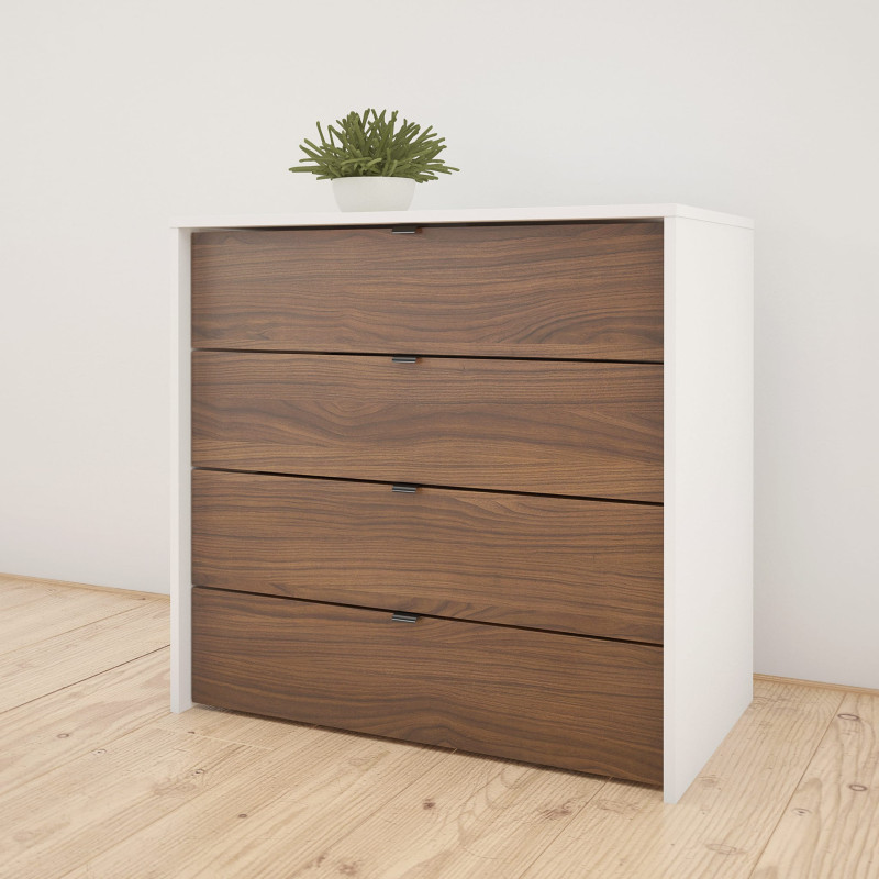 Axel 4-Drawer Desk - White and Walnut