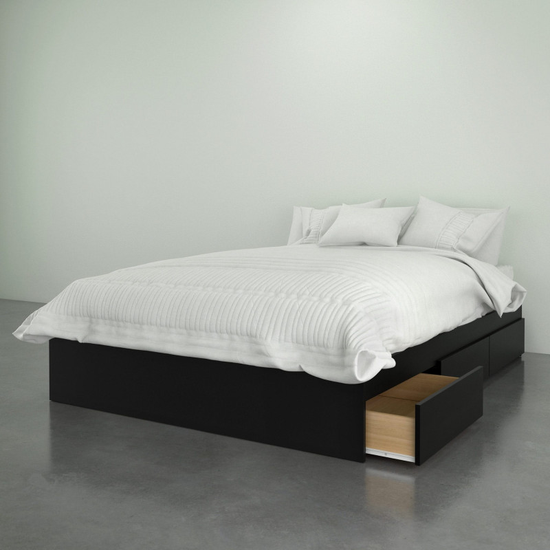 Aston 3-Drawer Double Bed - Black