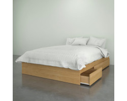 Bali Double Bed 3 Drawers - Natural Maple