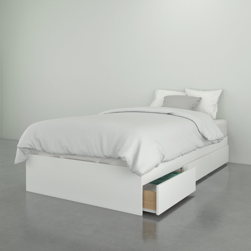 Aruba Single Bed 3 Drawers - White