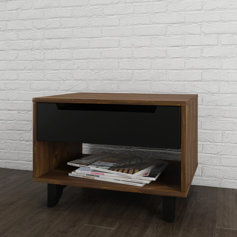 Barista Nightstand - Truffle and Black