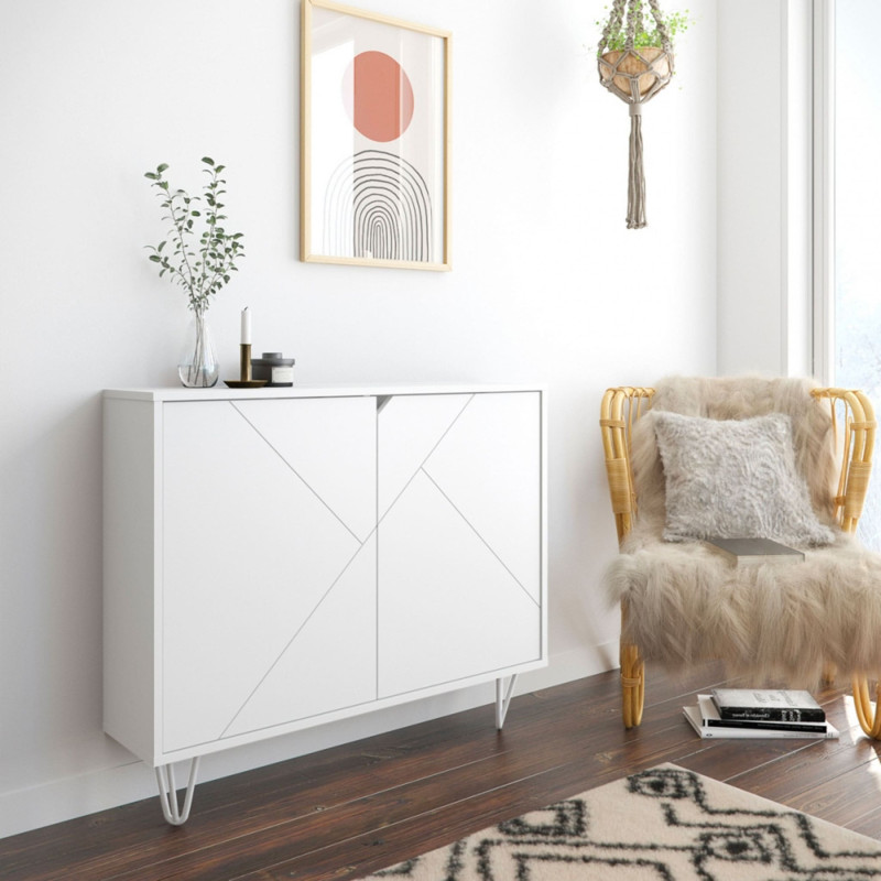 Slim Storage Console - White