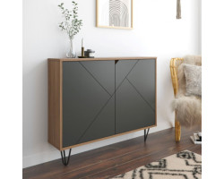 Slim 2-Door Storage Console - Walnut / Black