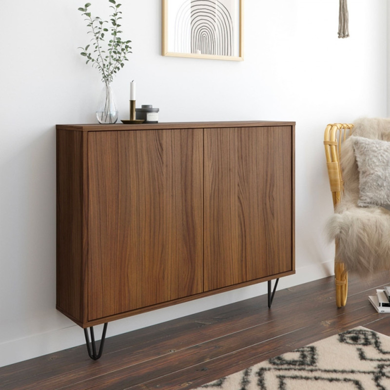 Slim 2-Door Storage Console - Walnut