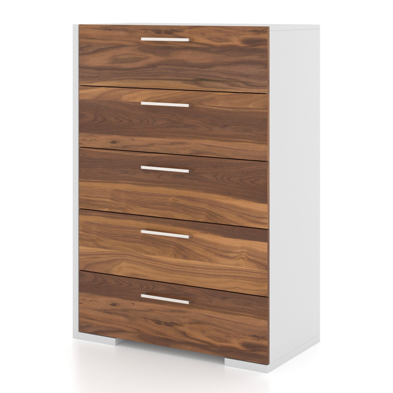 5 Drawer Desk - Walnut White