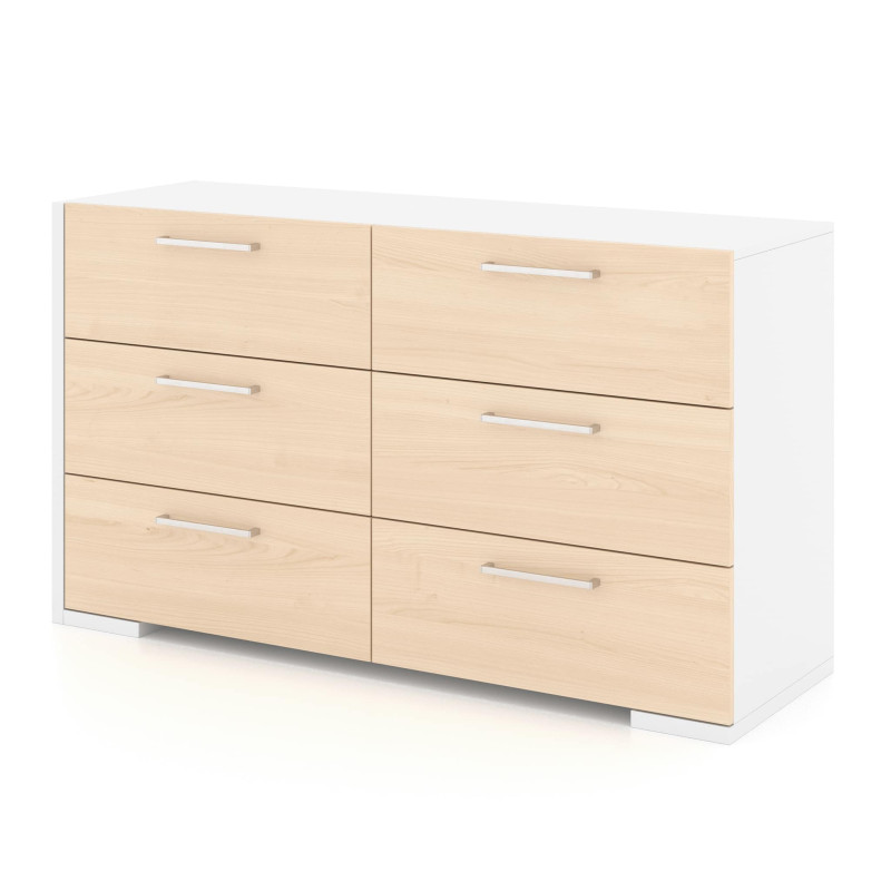 6 Drawer Desk - Natural White