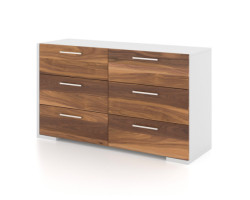 6 Drawer Desk - Walnut White