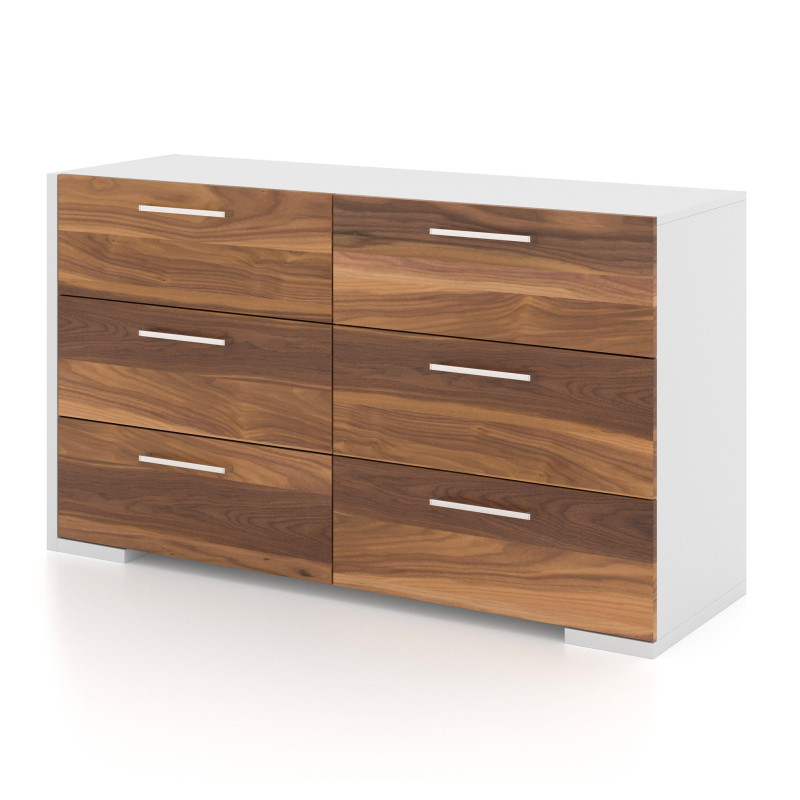 6 Drawer Desk - Walnut White