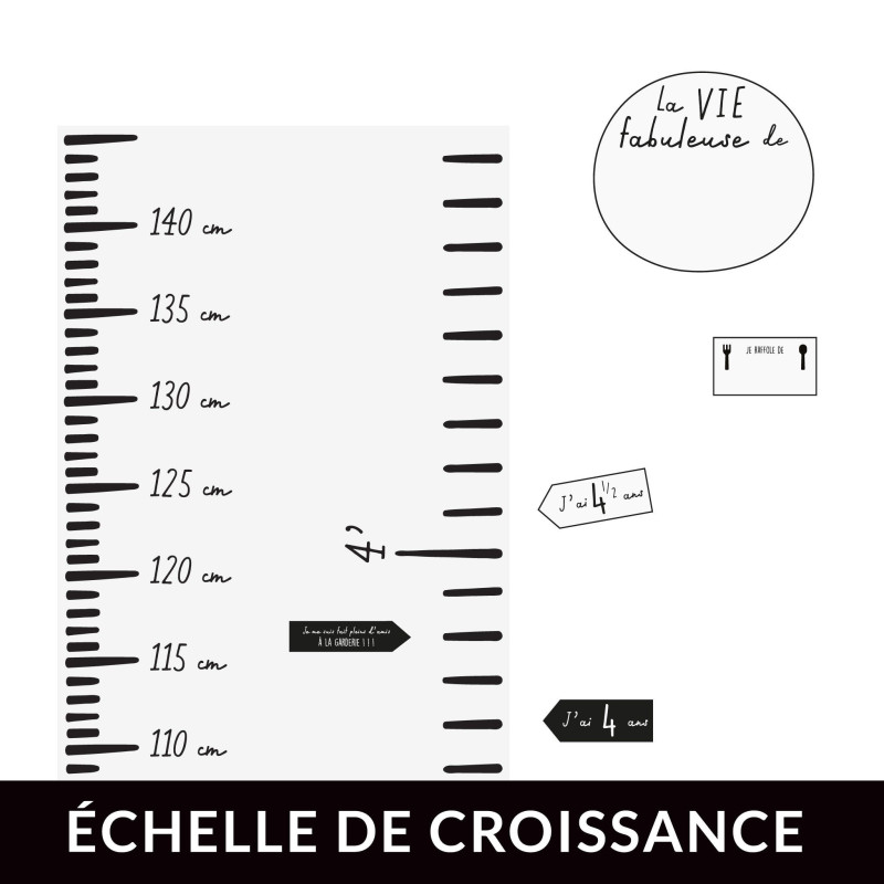 Clément - Impressions Échelle de Croissance Moderne Blanche - FR