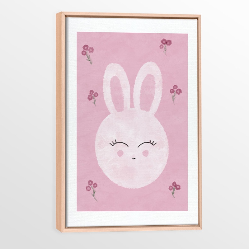 Canvas with Natural Wood Frame - Rabbit