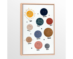 Canvas with Natural Wood Frame - Planets