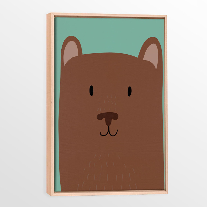Canvas with Natural Wood Frame - Teddy Bear