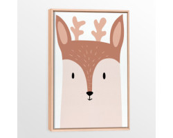 Canvas with Natural Wood Frame - Deer