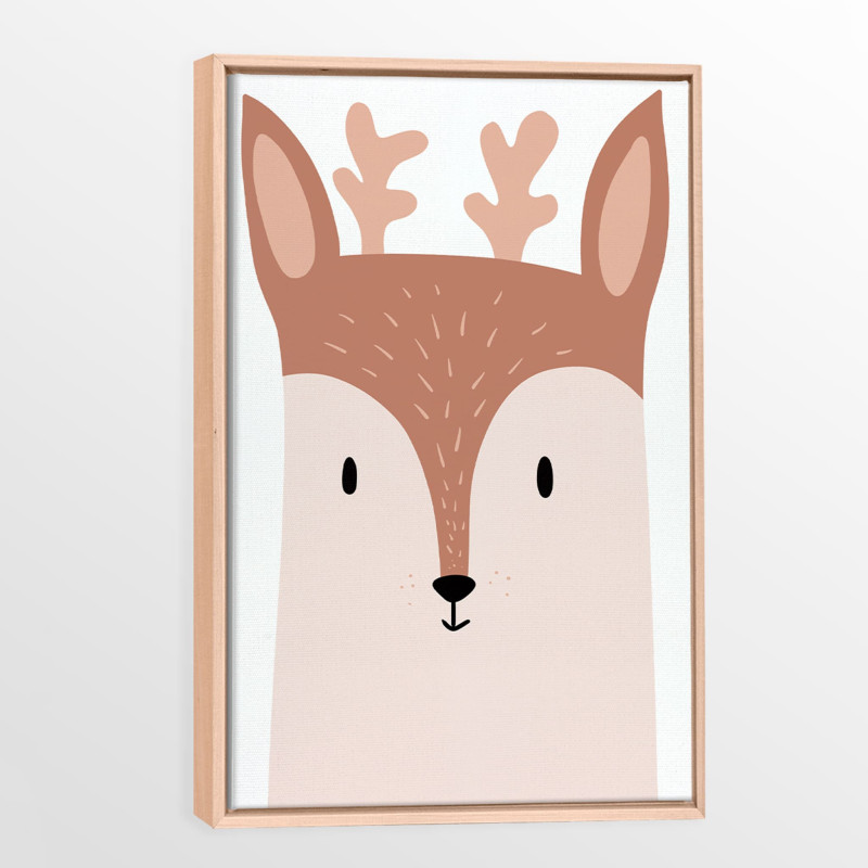 Canvas with Natural Wood Frame - Deer