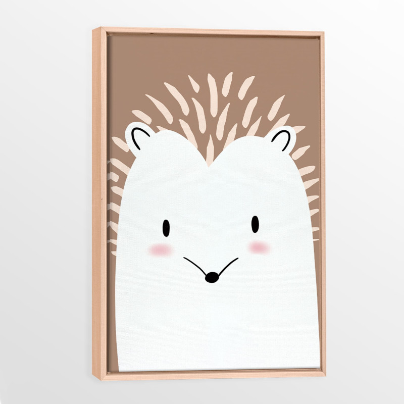 Canvas with Natural Wood Frame - Hedgehog