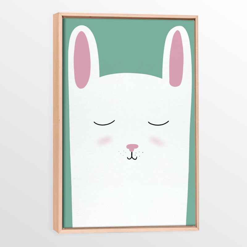 Canvas with Natural Wood Frame - Rabbit