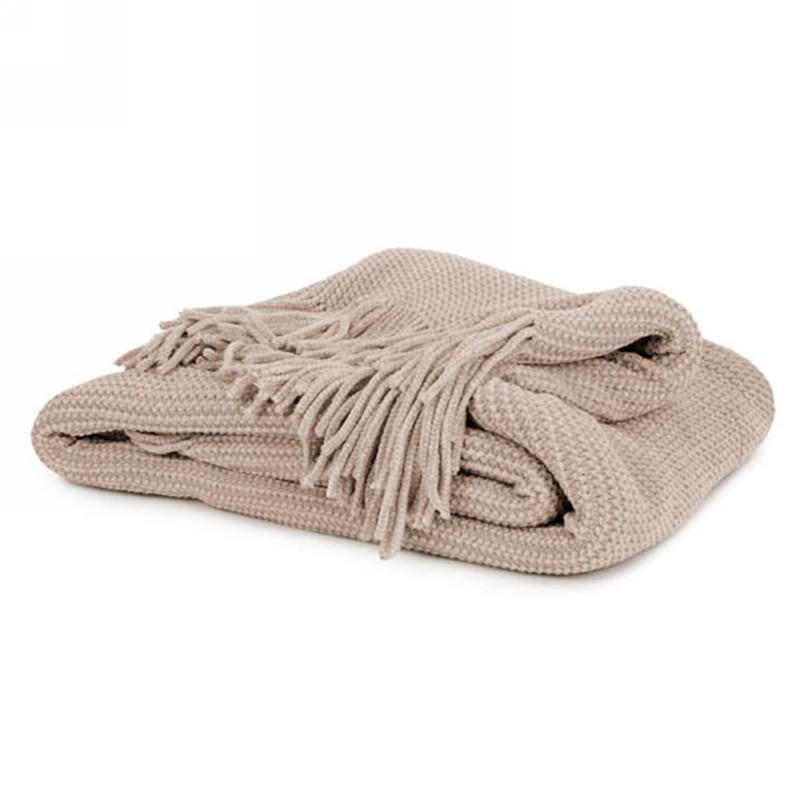 Beige Throw With Fringe