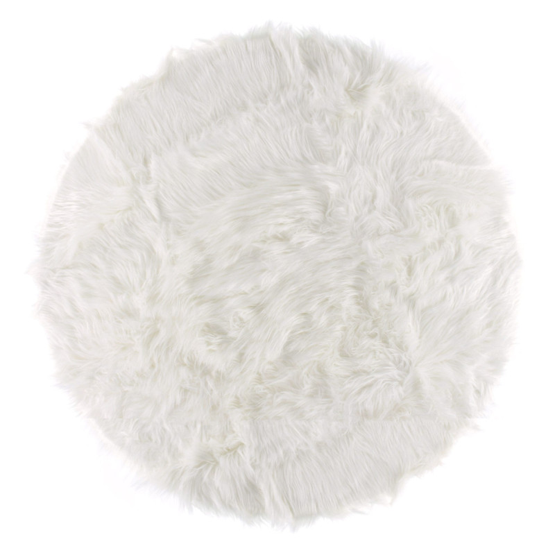 Round Fur Rug - White