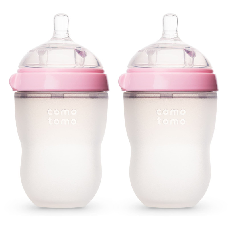 Soft Natural Flow Baby Bottle Colic Prevention 250ml Set of 2 - Pink