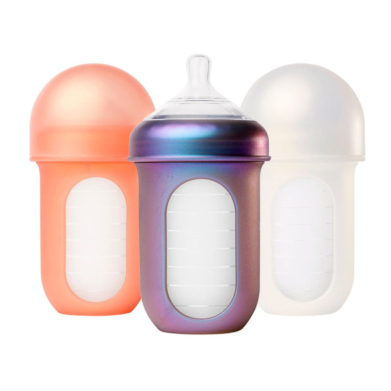Nursh Silicone Bottles 8oz Pack of 3 - Metallic Colors