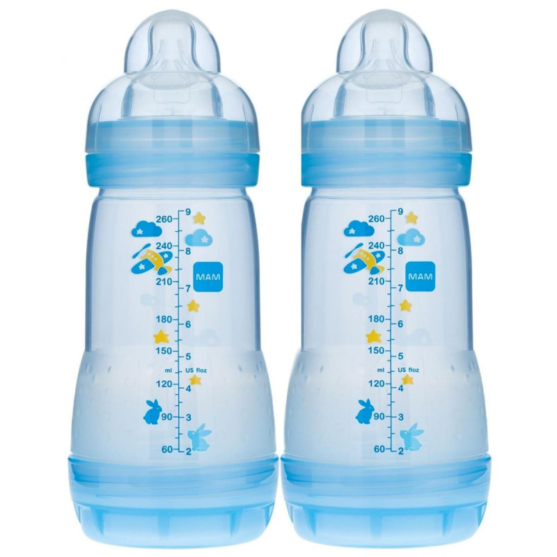 Mam Anti-Colic Baby Bottle 9oz Pack of 2 - Blue