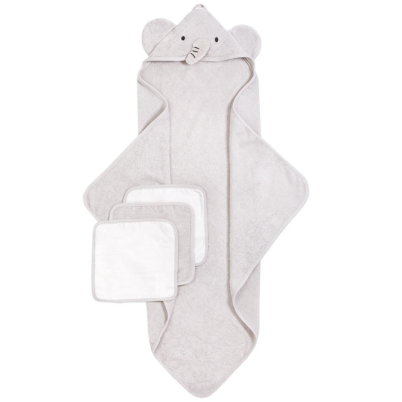 Bath Towel and 3 Washcloths Set - Elephants