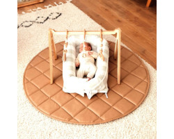 Quilted Vegan Leather Play Mat - Tan