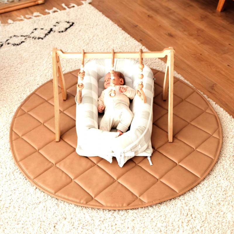 Quilted Vegan Leather Play Mat - Tan