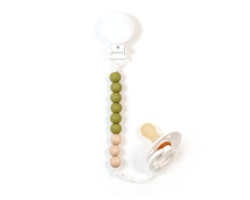 Pacifier Clip - Olive Gray White