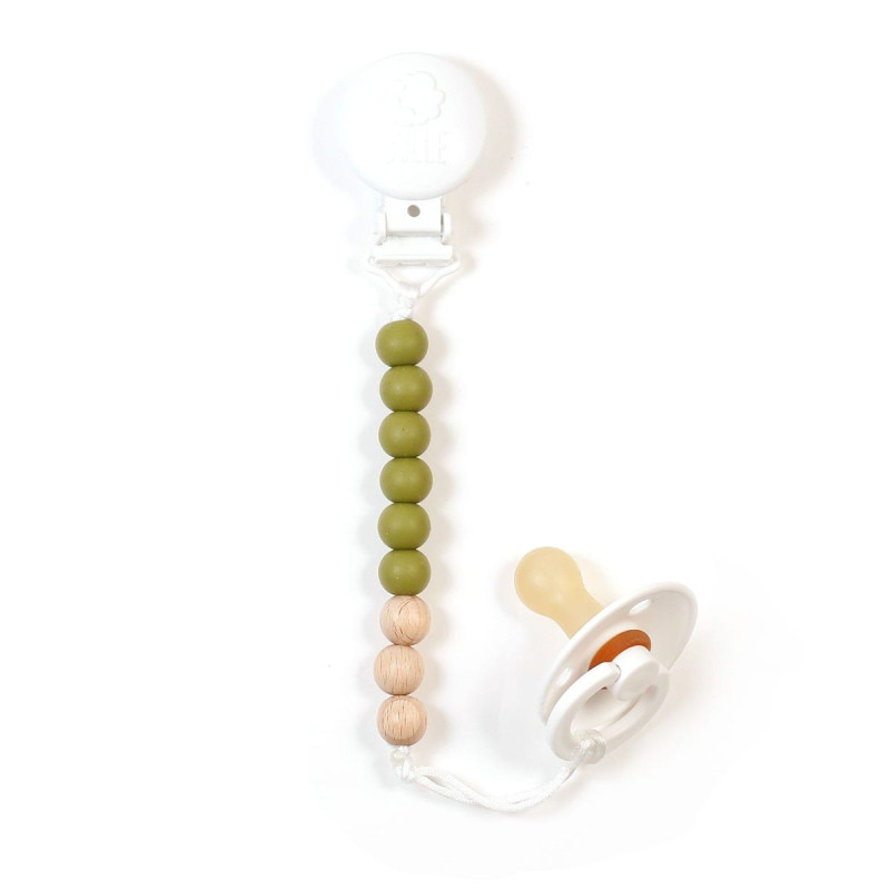 Pacifier Clip - Olive Gray White