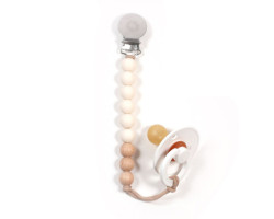 Stainless Steel Pacifier Clip - Ivory Wood