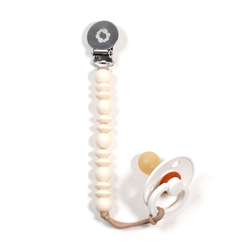 Stainless Steel Pacifier Clip - Ivory