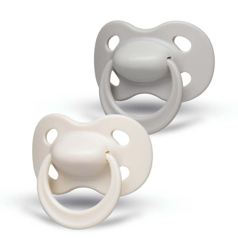 Orthodontic Pacifier (2) 0-6 months - Gray / Beige