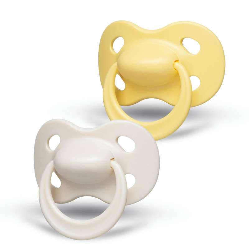 Orthodontic Pacifier (2) 6-18 months - Yellow / Beige