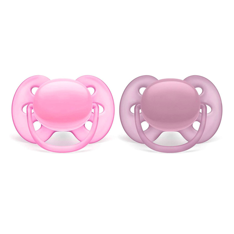 Orthodontic Pacifier 6-18m Ultra Soft Pack of 2 - Pink