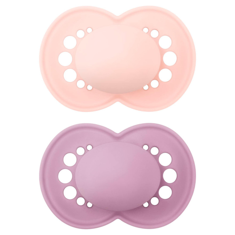 Matte Orthodontic Pacifier 16 months + Pack of 2 - Pink
