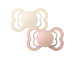 Supreme Silicone Symmetrical Pacifier 6-18 months Pack of 2 - Ivory / Blush