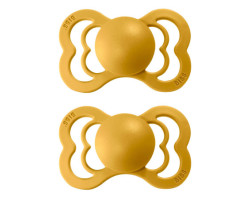 Supreme Silicone Symmetrical Pacifier 6-18 months Pack of 2 - Mustard
