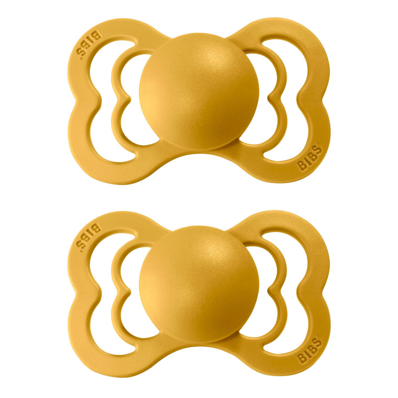 Supreme Silicone Symmetrical Pacifier 6-18 months Pack of 2 - Mustard