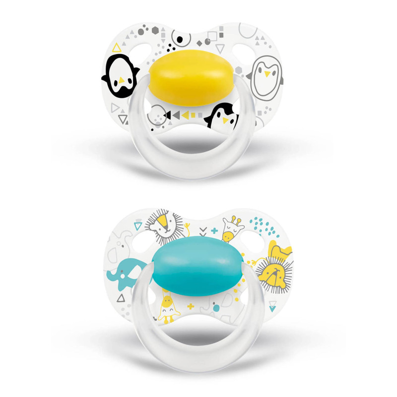 Orthodontic Pacifier (2) 6-18 months - Lion Penguin