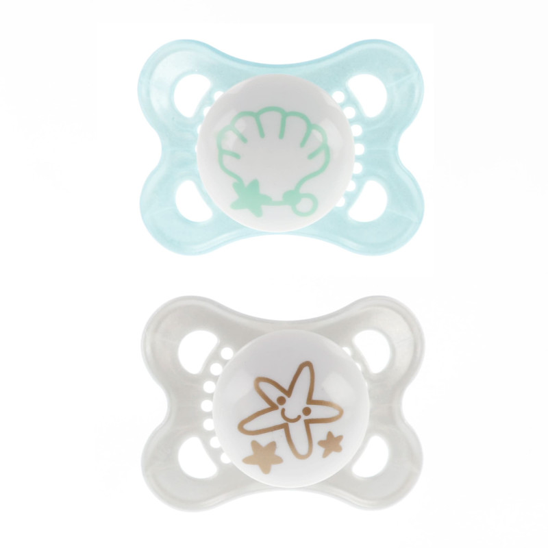 Mam Baby Suce Orthodontique Silicone 0-6mois Mam (Paquet de 2) - Gris