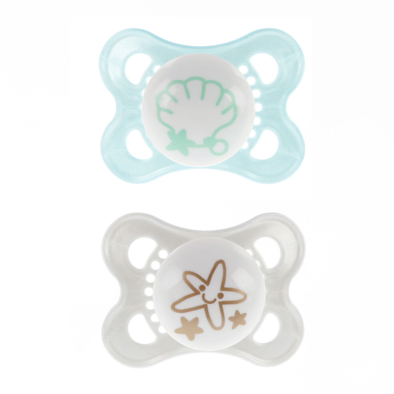 Mam Orthodontic Silicone Pacifier 0-6 months (Pack of 2) - Gray