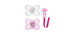 Pacifier and Pacifier Clip 0-6 months Pack of 2 - Pink